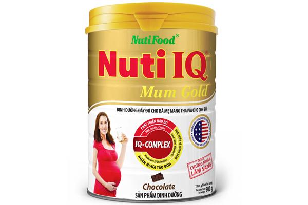 Sữa bột nuti iq mum gold 900g hương sô cô la