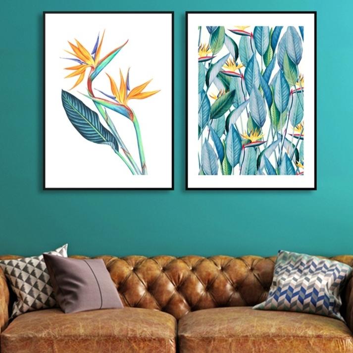 Bộ 2 tranh Hoa Thiên Điểu 40x60 kèm khung viền