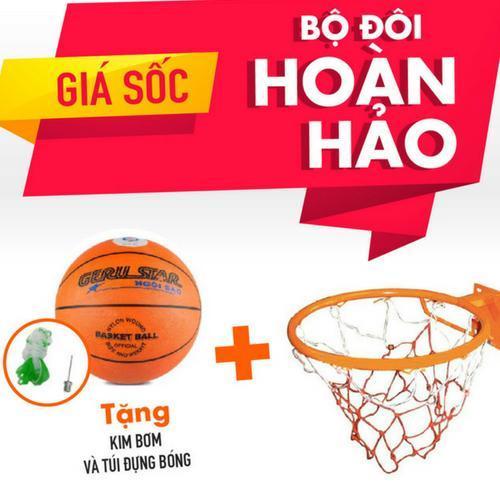 Combo bộ sản phẩm Vành bóng rổ 40cm + quả bóng rổ số 5 (Cam) Nhật Bản