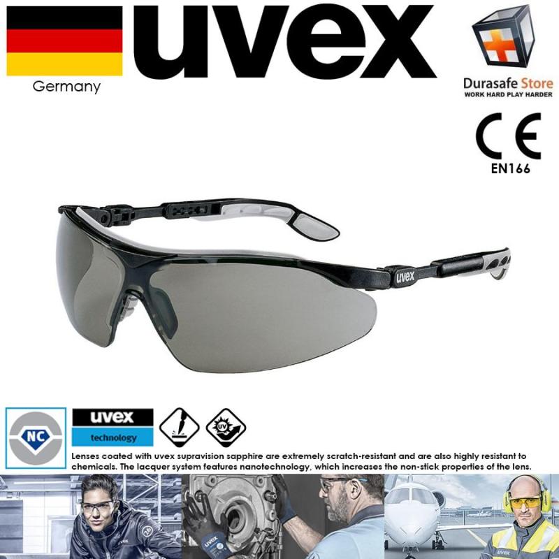 KÍNH UVEX 9160076 I-VO Safety Glasses Grey/Black Frame Grey Supravision Sapphire Len