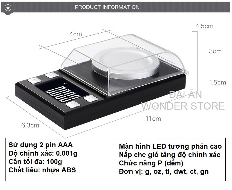 Cân vàng điện tử 0.001g cân tiểu ly cao cấp