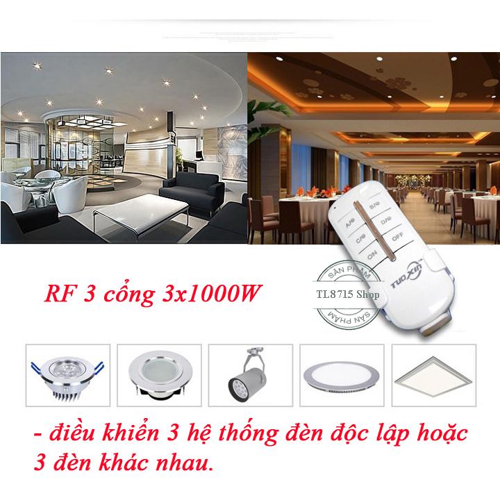 Công tắc điều khiển từ xa RF xuyên tường 3 kênh 3X1000W