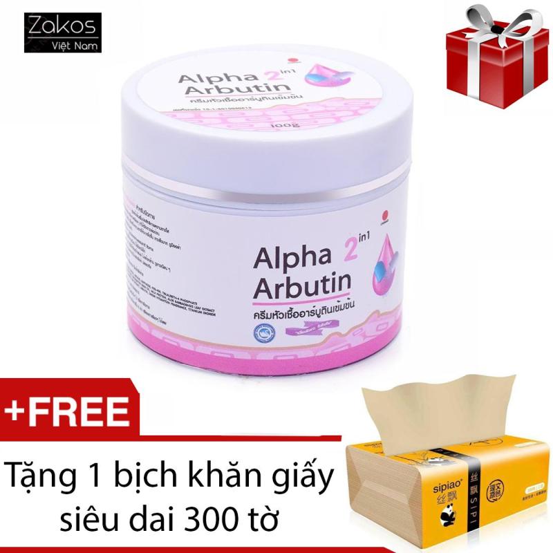 Kem dưỡng da 2 in 1 Alpha Arbutin Thái Lan 100g + TẶNG 1 bịch khăn giấy siêu dai 300 tờ Gấu Trúc