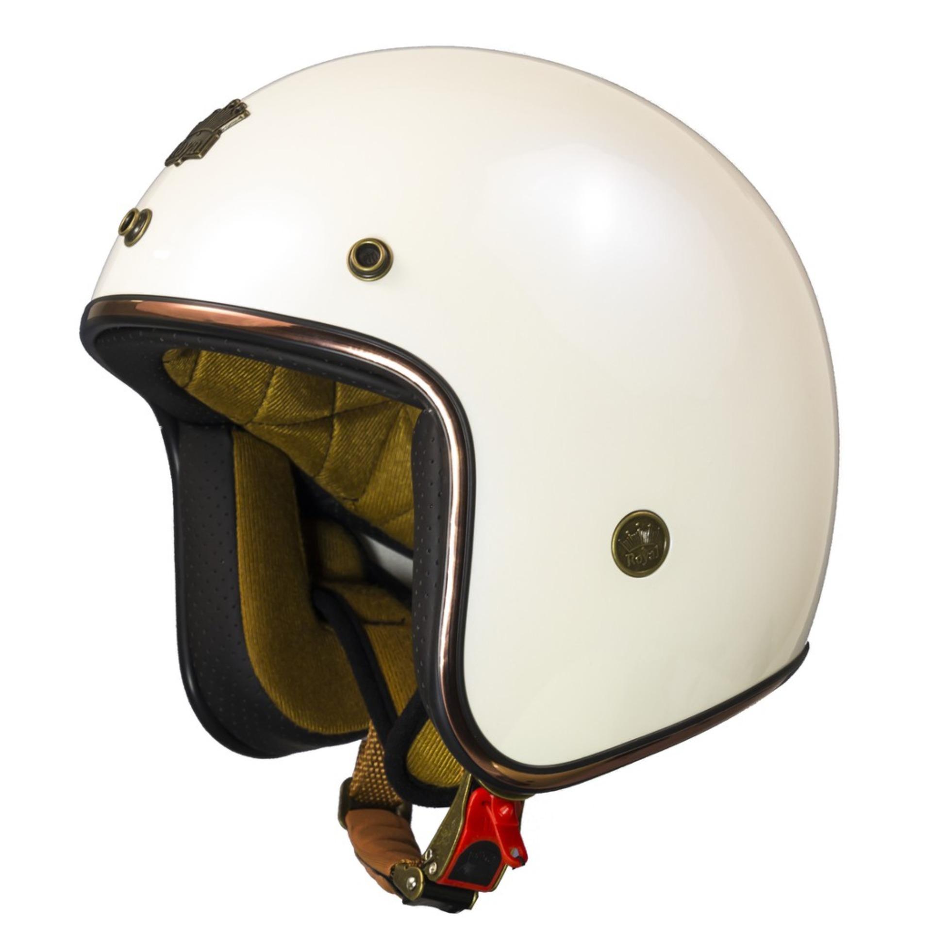 Nón bảo hiểm 3/4 Royal M20C Trắng Bóng viền nhũ cao cấp (Lót tháo rời)