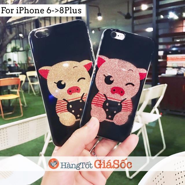 Ốp lưng Heo con kim tuyến cho iPhone 6/6S