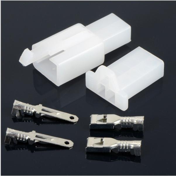 Giắc nối điện xe máy 2P 2.8mm - Bô jack cos nhựa và cos đồng (10 bộ)