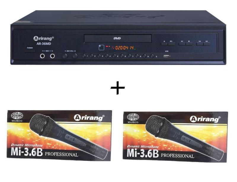 Bảng giá Đầu DVD Karaoke Arirang AR-36MD  + 2 micro có dây Arirang 3.6B