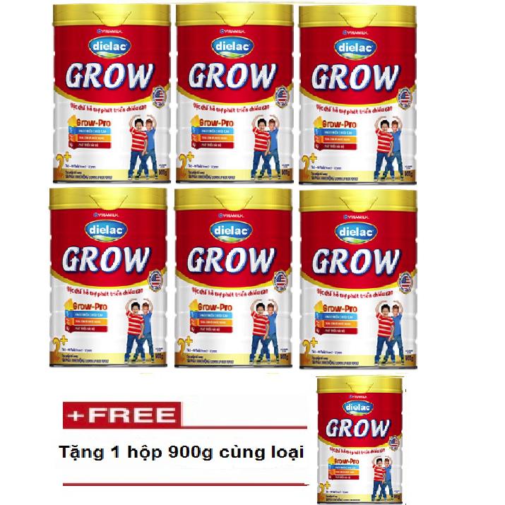 Bộ 6 hộp sữa bột vinamilk dielac grow 2+ 900g tặng 1 hộp dielac grow 2+ 900g - hộp thiếc 900g