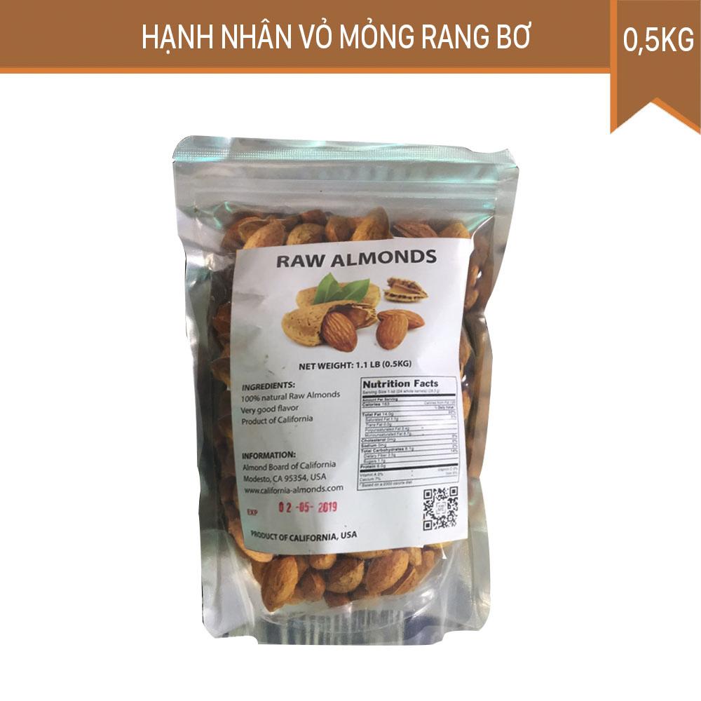 Hạt Hạnh nhân Vỏ mỏng Rang bơ Thượng hạng - 500G