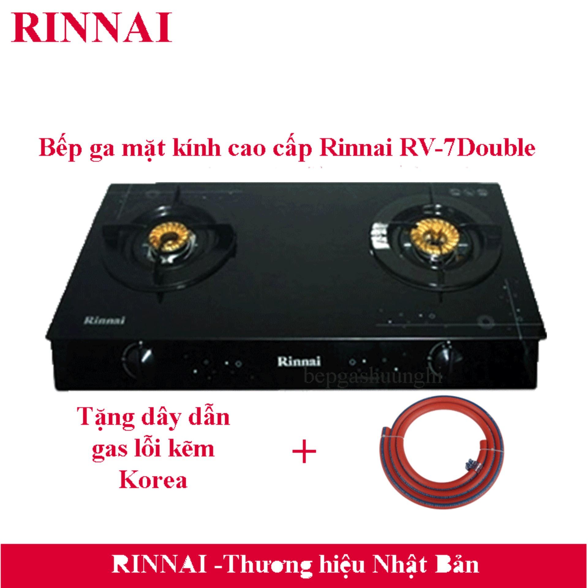 Bếp ga đôi mặt kính Rinnai RV-7Double Glass đen