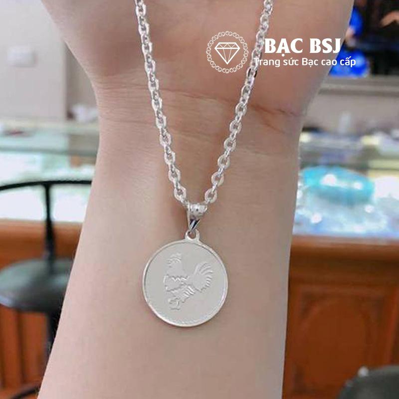Mặt dây chuyền bạc hình 12 con giáp cho bé tuổi Dậu (GIÁ gồm cả mặt con giáp và dây chuyền bạc trọng lượng 2 chỉ) phù hợp với bé từ 1 - 10 tuổi, mặt dây chuyền 12 con giáp bằng bạc, dây chuyền bạc 12 cung hoàng đạo, Bạc BSJ - DCG010