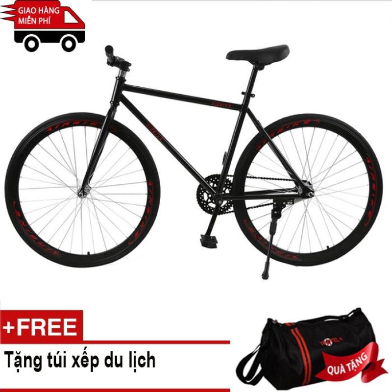 Mua Kachi - Xe đạp Fixed Gear Air Bike MK78 (đen) + Tặng túi xếp du lịch