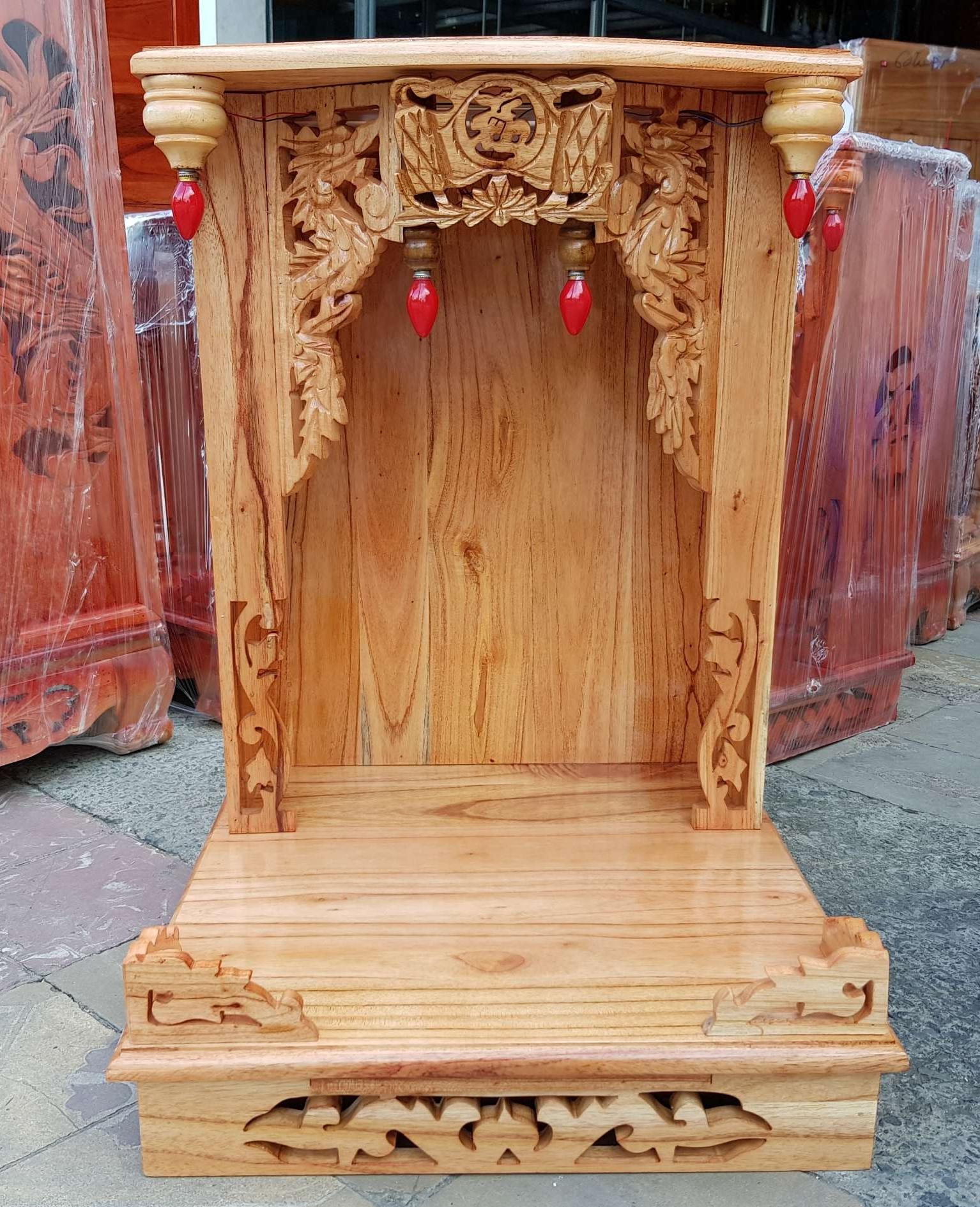 Bàn thờ ông địa gỗ xoan ngang 48 cm