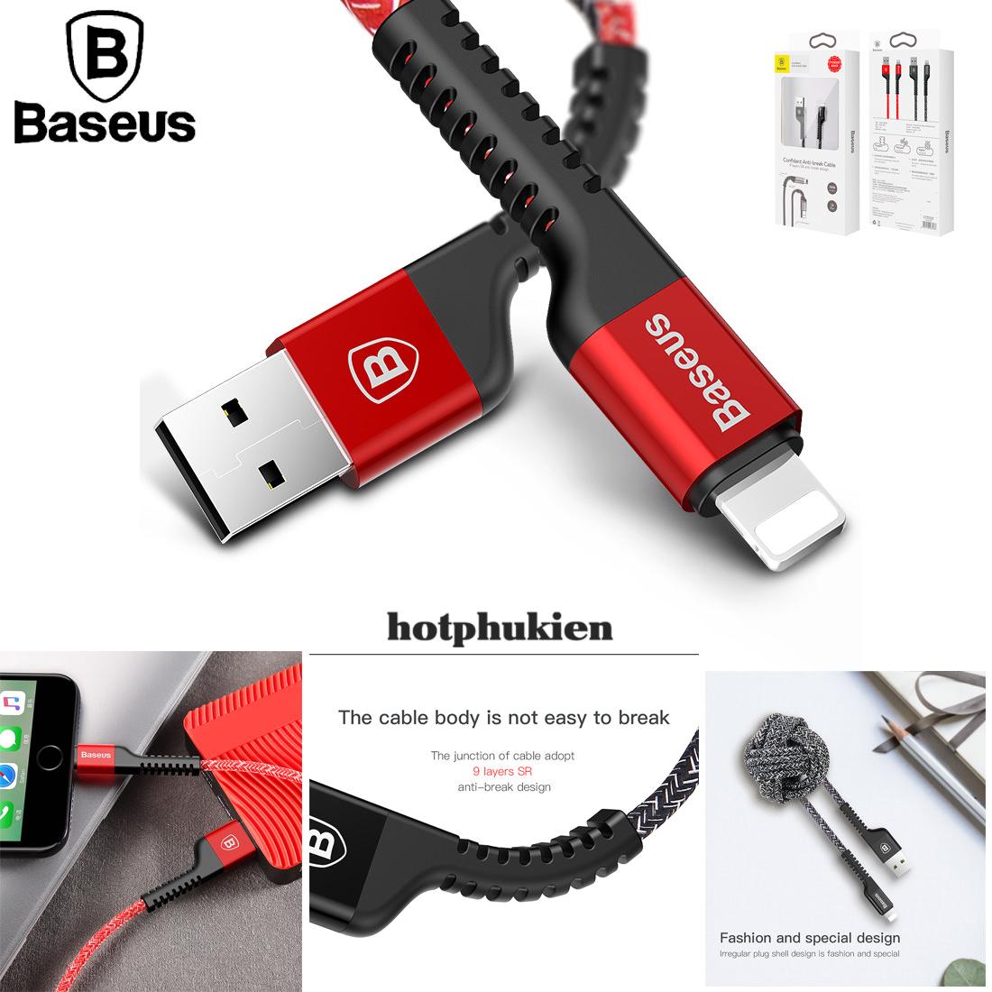 Dây cáp sạc cable Lightning Hiệu Baseus Confidant 1.5 m sạc nhanh cấu tạo 9 lớp độ đàn hồi chống đứt dây ngầm - Phân phối HotPhuKien