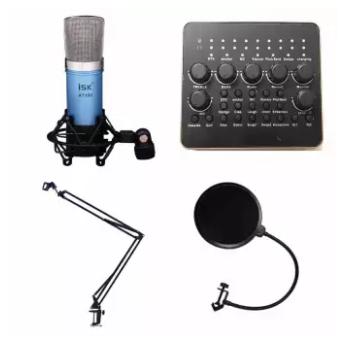 Combo sound card v10 và mic isk at100