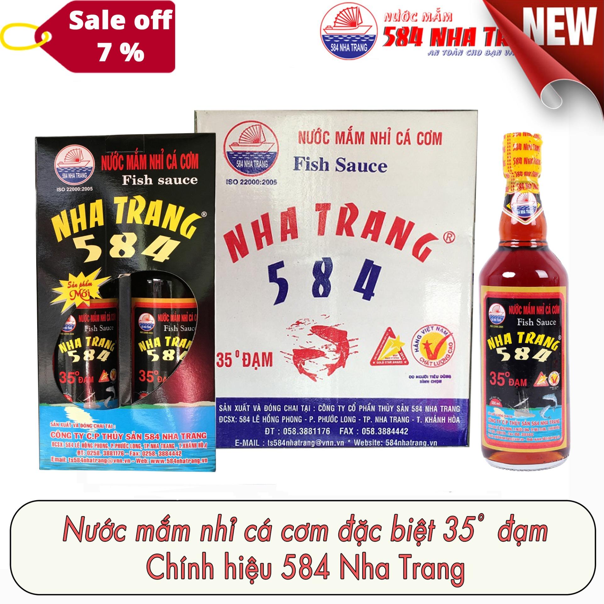 Nước mắm 584 Nha Trang 35 độ đạm thùng 6 chai PET x 500ml PM35 đặc sản du lịch Nha Trang