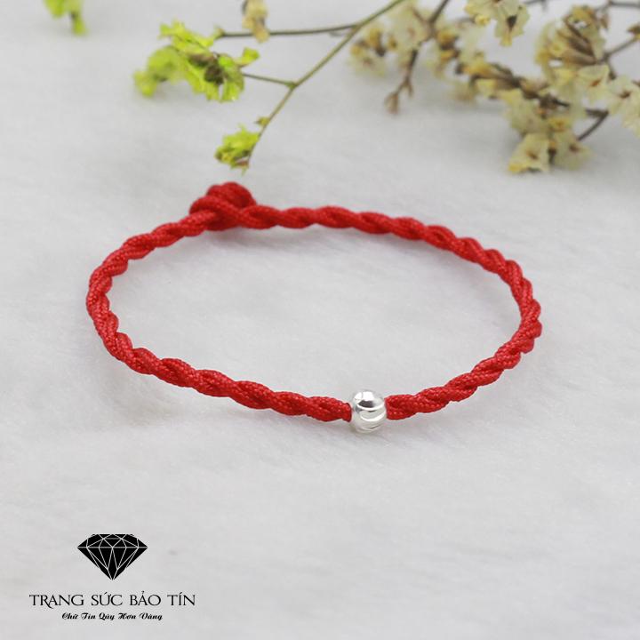 Vòng tay chỉ đỏ bi bạc cao cấp - bảo tín