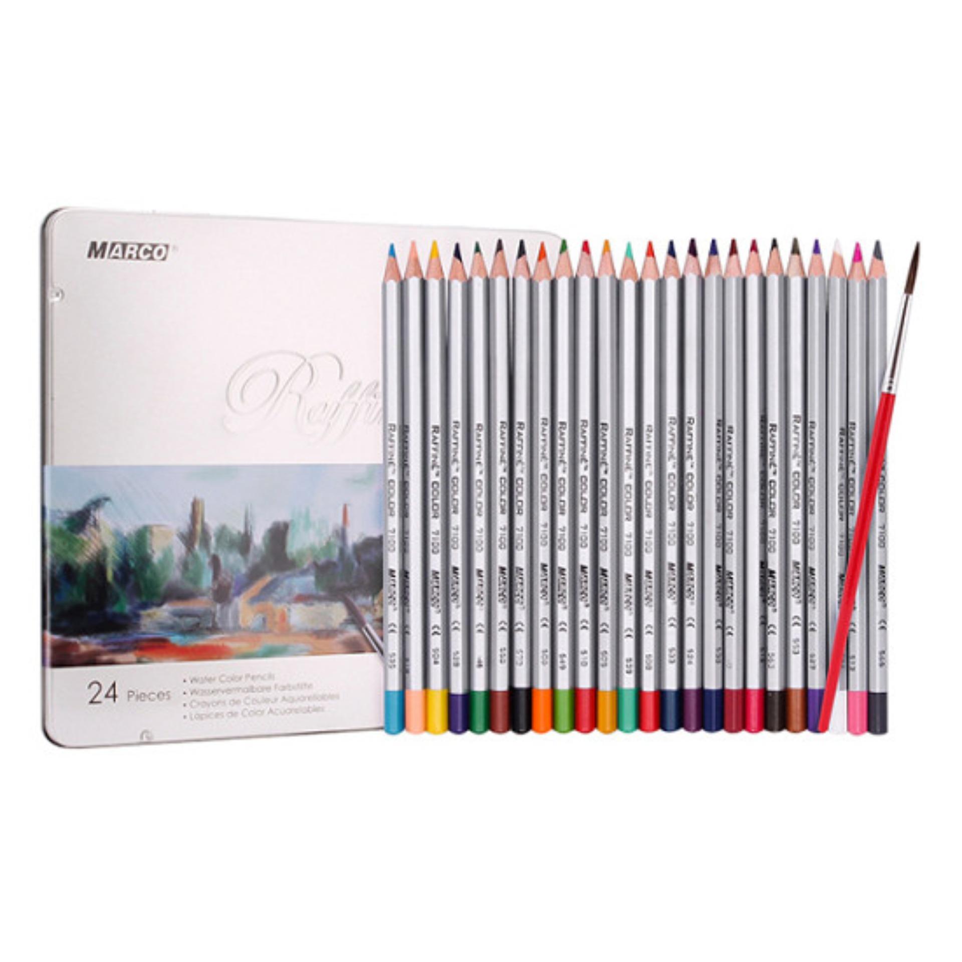 [HCM]BỘ CHÌ TÔ 24 MÀU NƯỚC CAO CẤP MARCO RAFFINE 7120-24TN (HỘP THIẾC)
