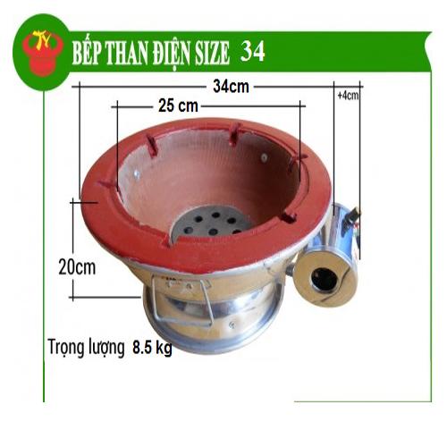 [HCM]Bếp than điện size 34 không gù có sẵn quạt gió