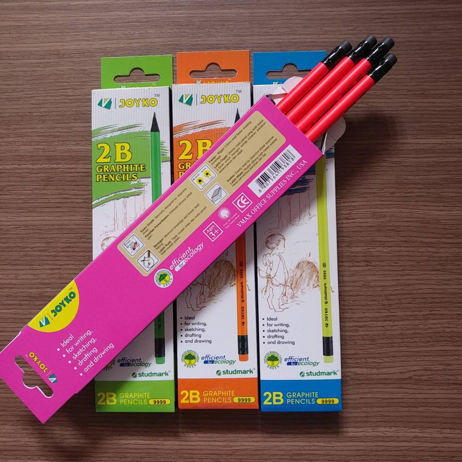 [HCM]HỘP 12 CÂY BÚT CHÌ 2B DẠ QUANG JOYKO 9999