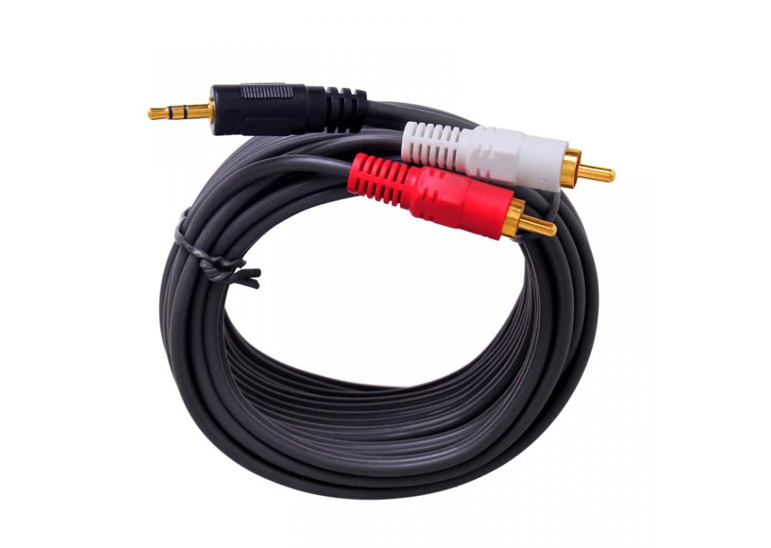 Dây loa 1 đầu 3.5ly ra 2 đầu av dài 5m hiệu dtech