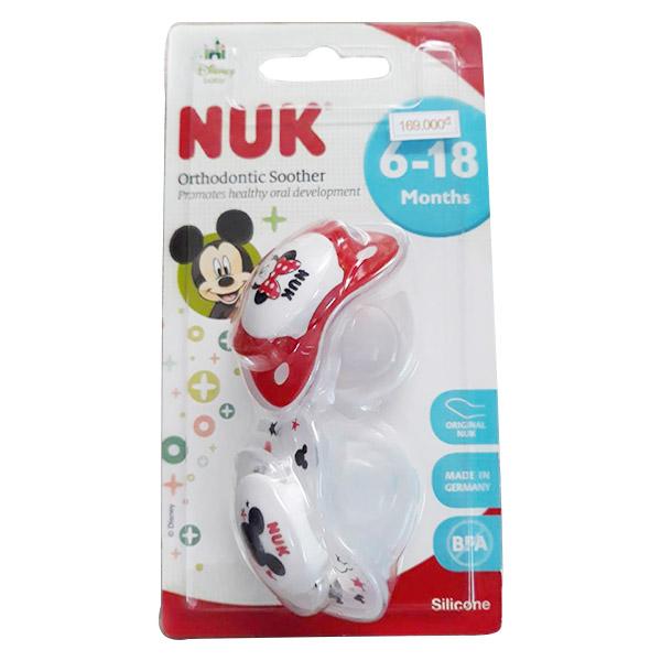 Ty ngậm Nuk silicone đôi Mickey sleeptime 6 đến 18th V550