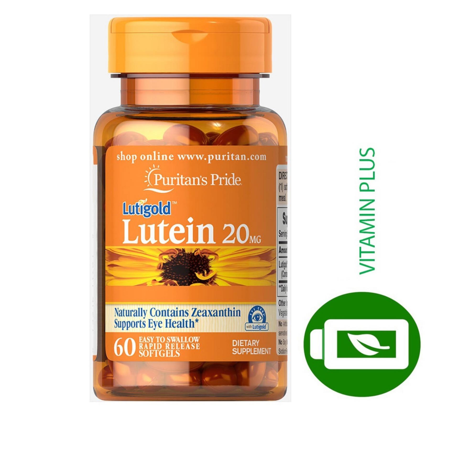 Viên uống bổ sung lutein giúp sáng mắt, cải thiện thị lực Puritan's Pride Lutigold Lutein 20mg 60 viên