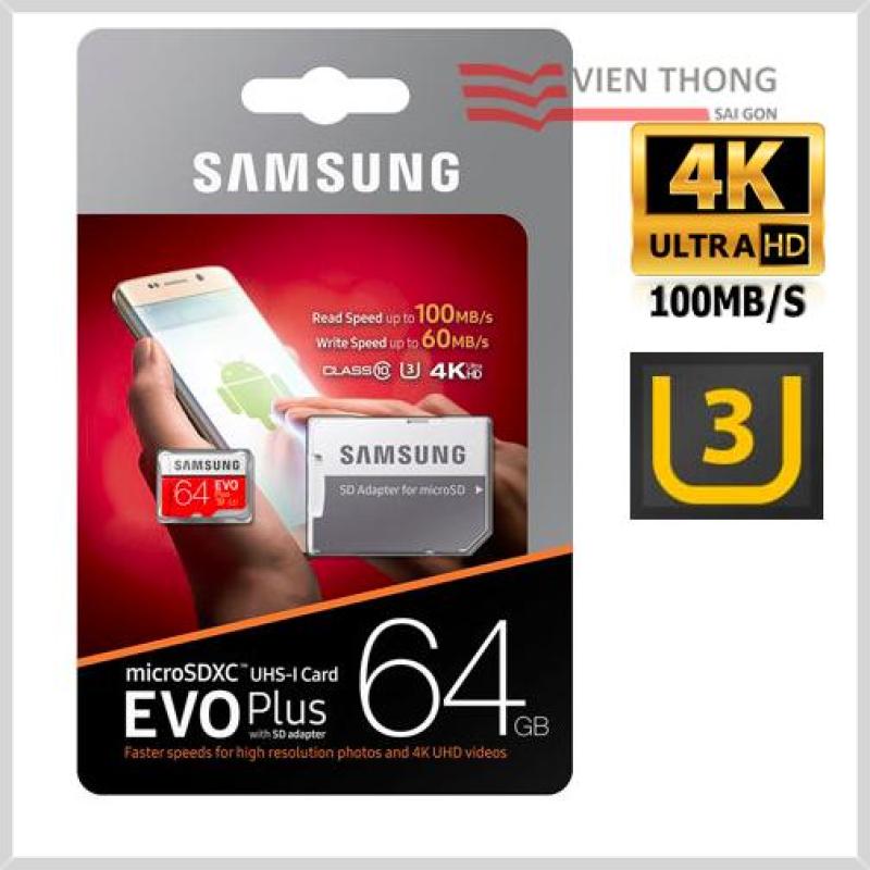 Thẻ nhớ MicroSDXC Samsung EVO Plus 64GB 100MB/s (New 2017) + adapter Samsung