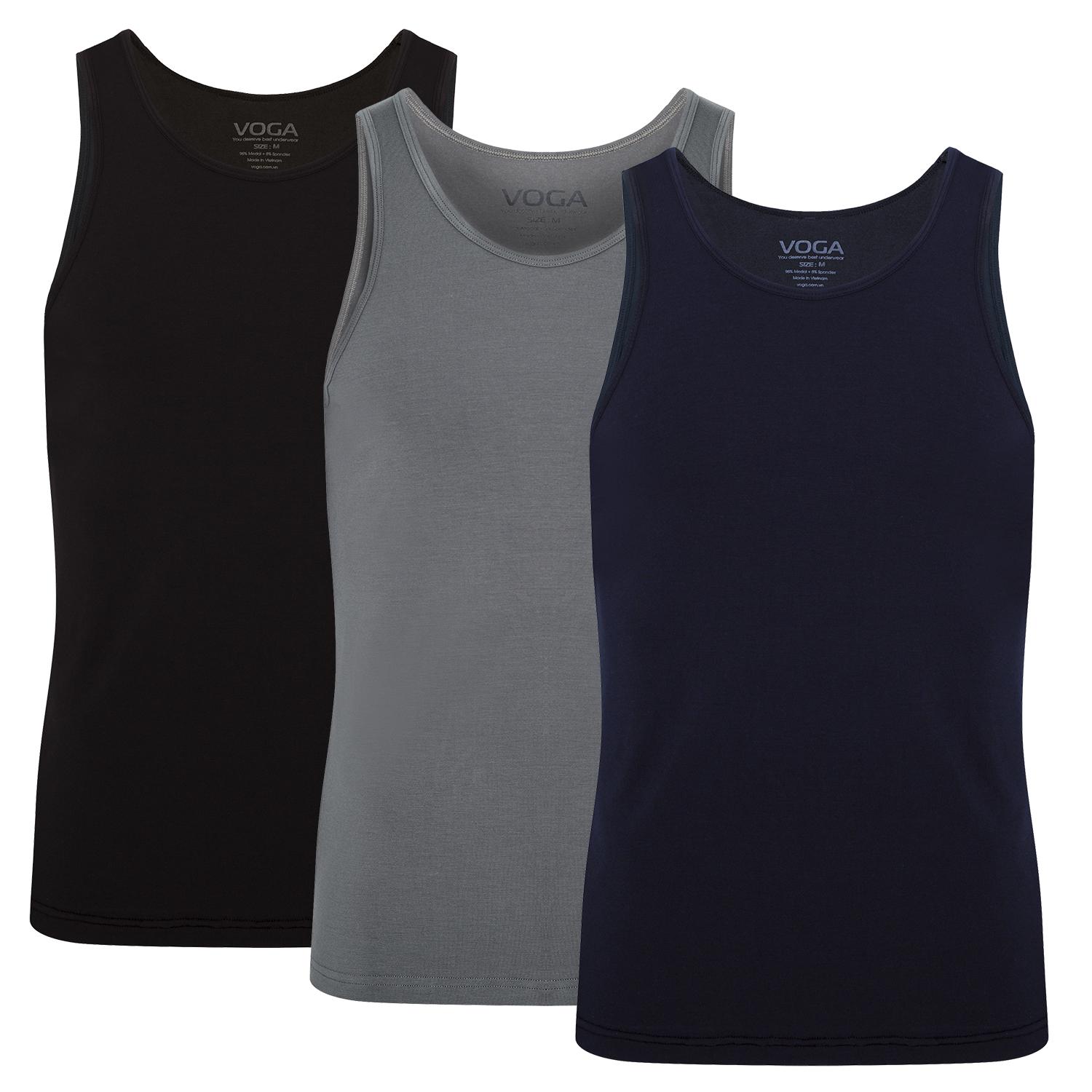 Set 3 áo ba lỗ nam cao cấp Voga vải Modal thoáng mát, hút mồi hôi, khử mùi