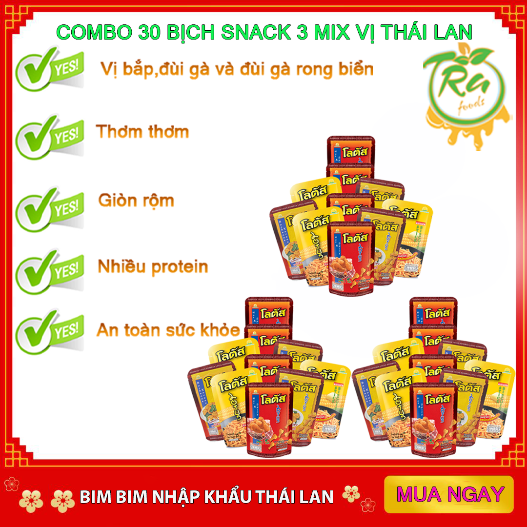 [HCM]combo 30 Snack Thái Lan Bim bim đùi gà vị rong biển và tăm vị bắp thơm lừng giòn ngọt ăn là mê ly thích hợp mọi lứa tuổi