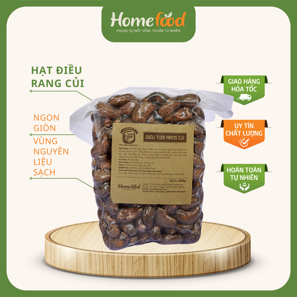 Hạt điều rang củi túi 450g/Hạt điều rang