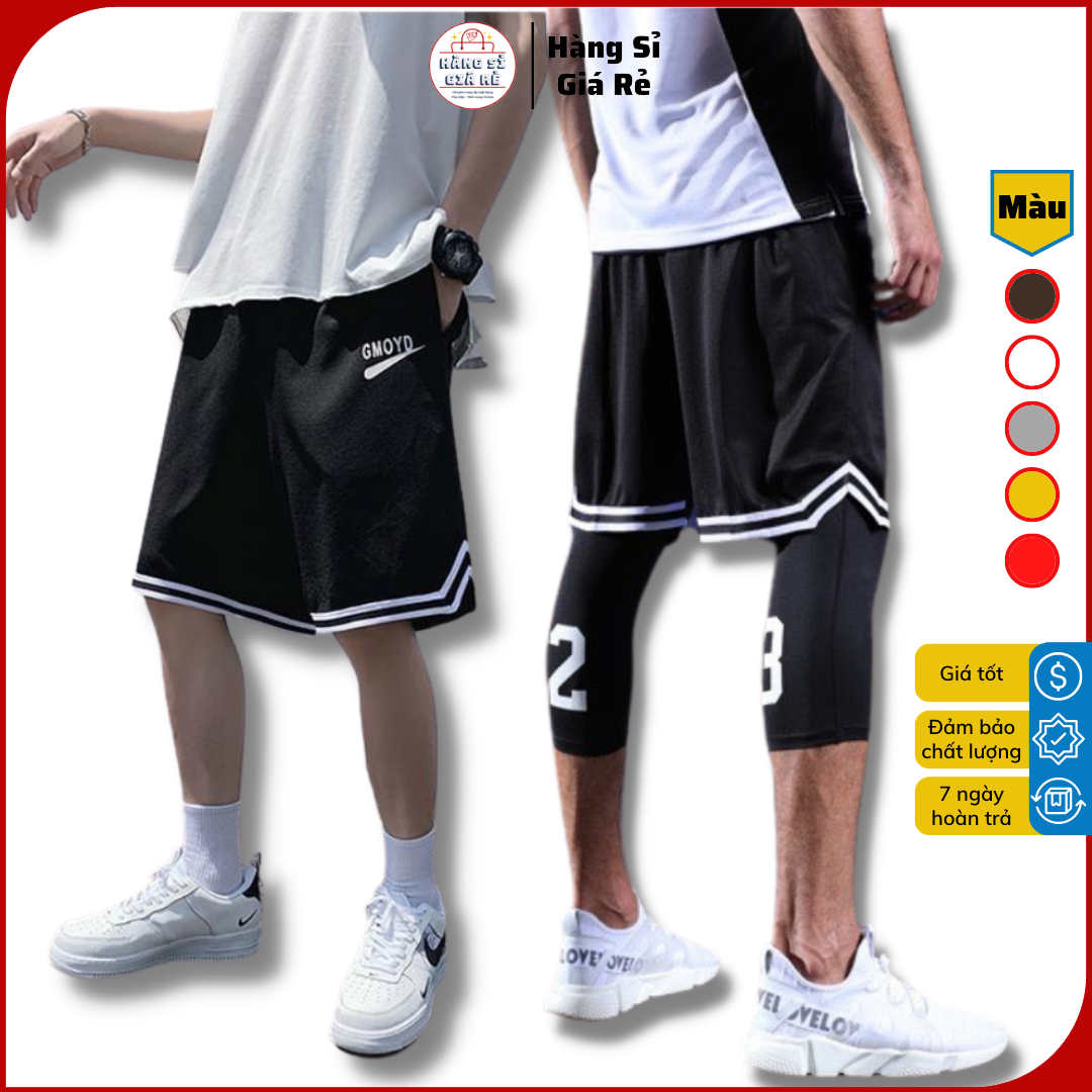 Quần short thể thao nam - quần đùi mặc nhà nam - quần sọt tập gym nam - quần lững nam viền v in chữ