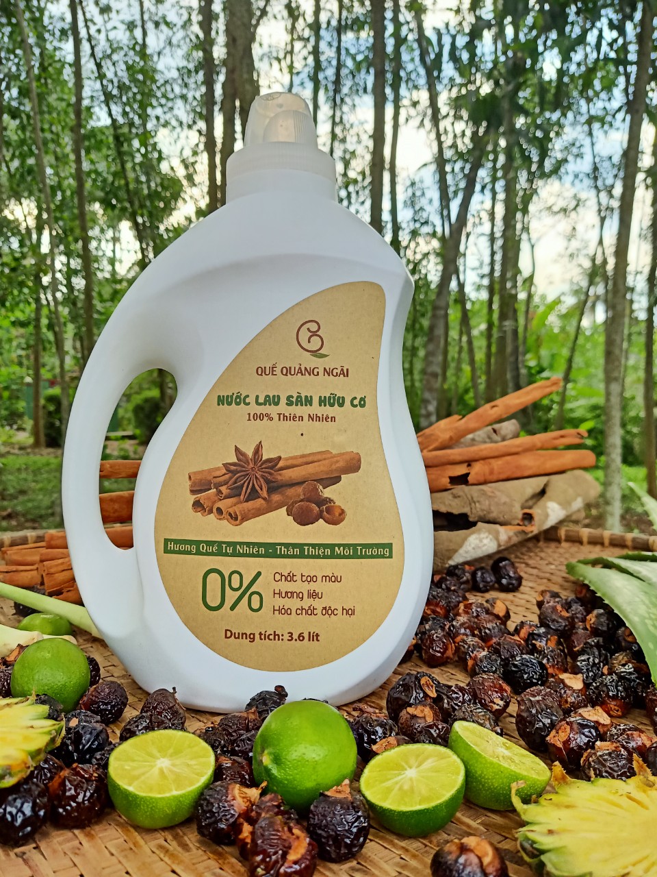 Nước lau sàn quế và enzim bồ hòn - 100% thiên nhiên - khử khuẩn xua đuổi côn trùng - can 3 lít 6