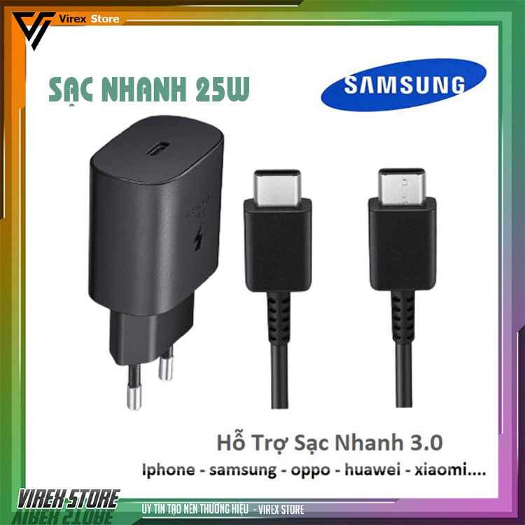 Bộ sạc samsung 25w, sạc nhanh note 8,note 9 ,s10 plus ,s20 ultra , note 10 plus , note 20 ultra chính hãng