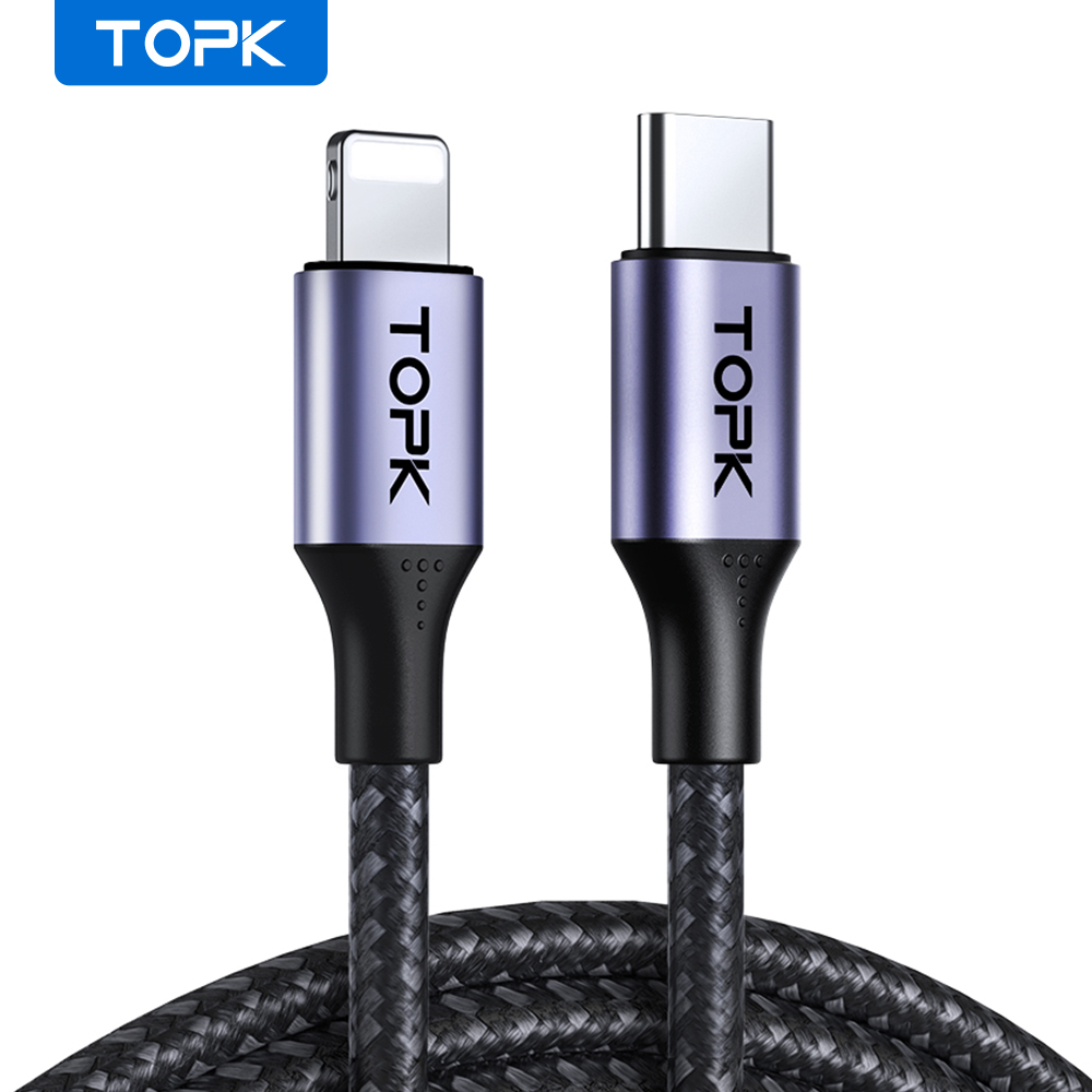 TOPK AP10 USB C to Lightning Cable Fast Charging Cable Data Sync Lightning Cable to USB Type C Charger Cord for iPhone 12 Pro Max/12 Mini/12/11 Pro Max/XS