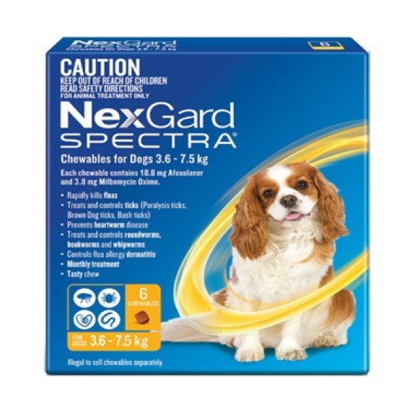 Nexgard spectra cho cún 3.6-7.5kg phòng ve rận ghẻ demodex bọ chét giun lẻ 1 viên