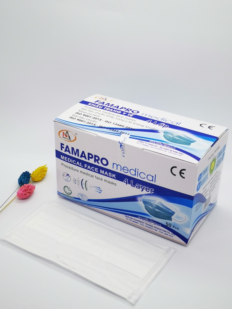 Khẩu trang y tế 4 lớp kháng khuẩn hộp 50 cái - khẩu trang người lớn