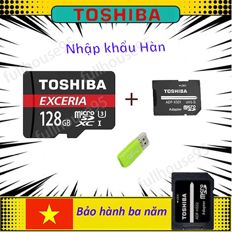 Thẻ nhớ micro sdxc toshiba 128 gb + adapter + đầu đọc thẻ micro