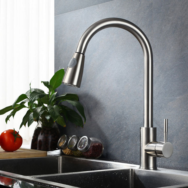 vòi rửa bát nóng lạnh rút dây inox 304