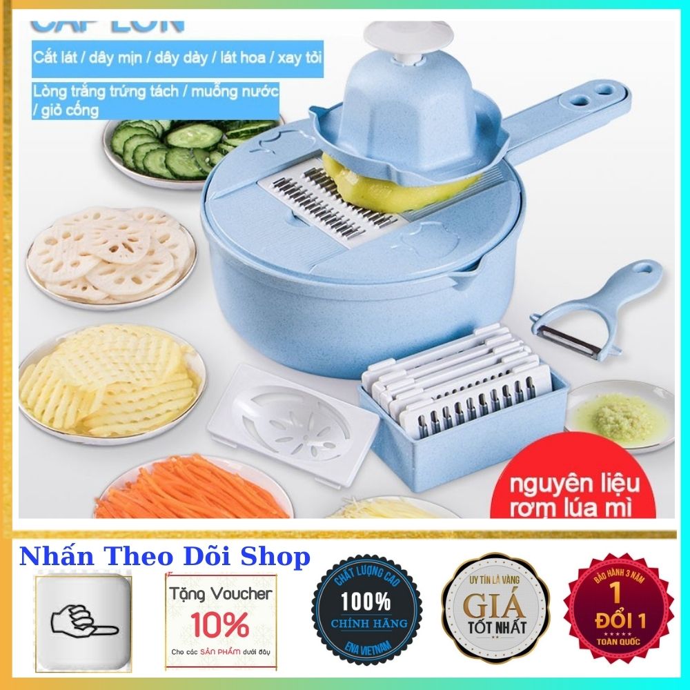 Bộ dụng cụ nạo và gọt củ quả đa năng- dụng cụ nhà bếp thông minh 8 in1 vô cùng tiện lợi. Chất Liệu Lúa Mạch An Toàn tuyệt Đối