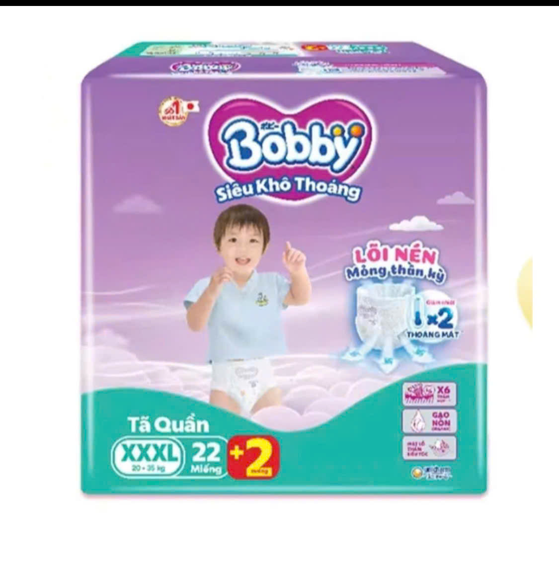 Tặng Thêm 2 Miếng Bên Trong - Tã quần Bobby XXXL22 - Tã bỉm quần trẻ em Bobby size lớn XXXL - Tã Quầ