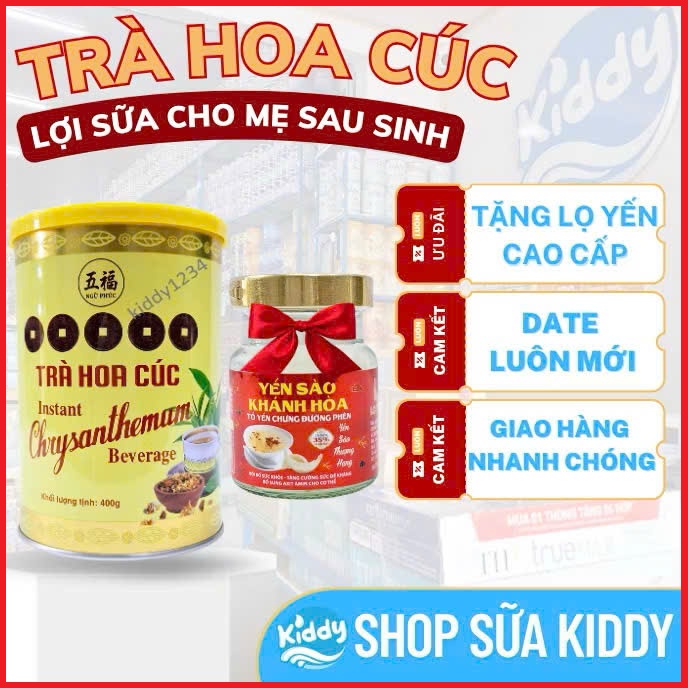 [TẶNG LỌ YẾN] Trà hoa cúc lợi sữa Ngũ Phúc cao cấp 400g (date mới)