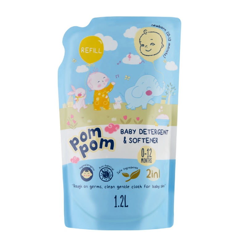 Nước giặt xả pom pom newborn dạng túi 1.2l
