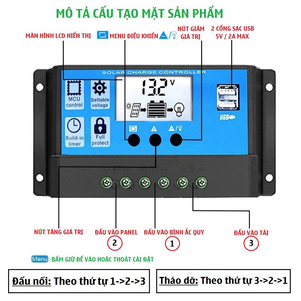 Điều khiển sạc pin năng lượng mặt trời 12v 30A sạc pin năng lượng mặt trời, sạc năng lượng mặt trời tự nhận bình
