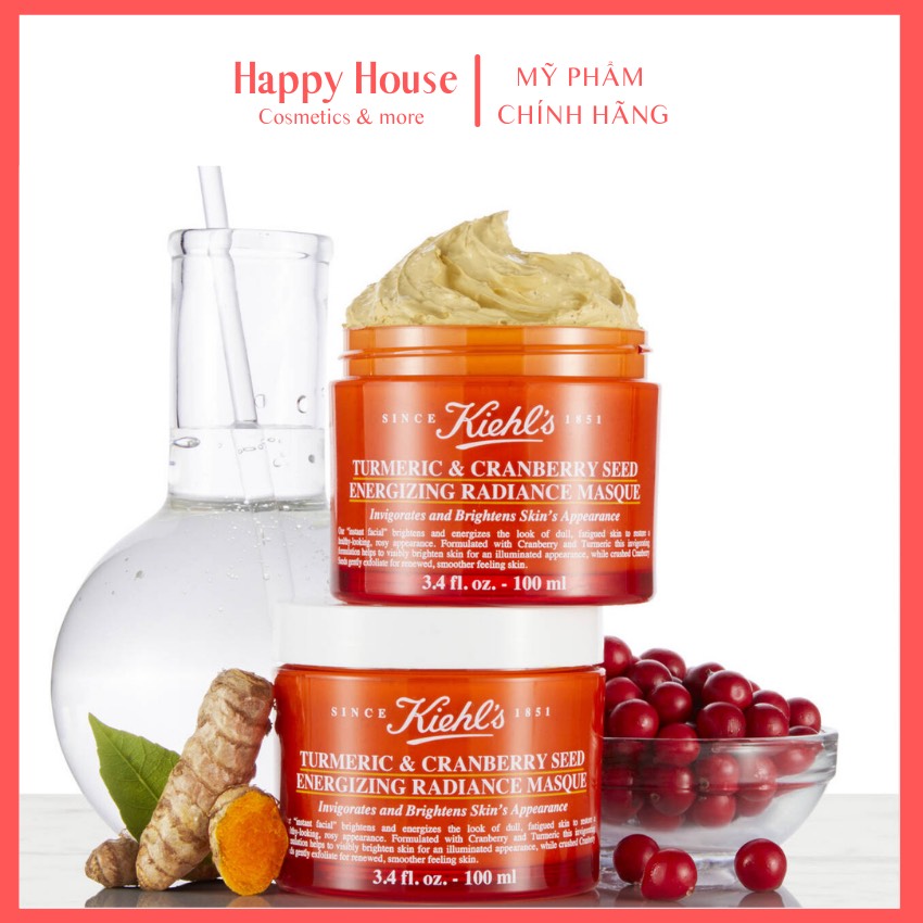 Mặt nạ nghệ Kiehl's Tumeric & Cranberry Seed Energizing Radiance Masque giảm thâm- Happy House