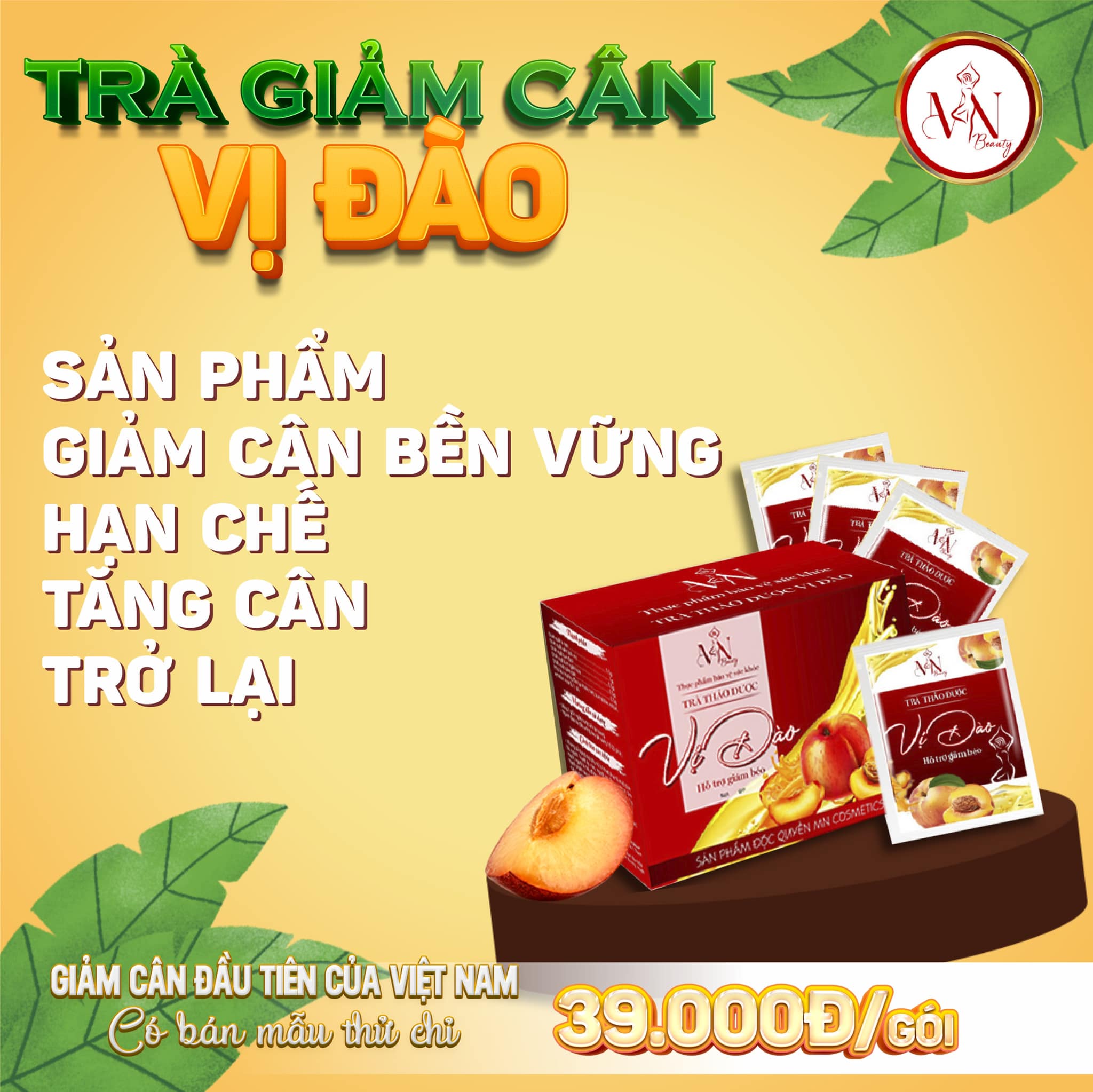 Trà thảo dược giảm cân giảm béo vị đào MN Group