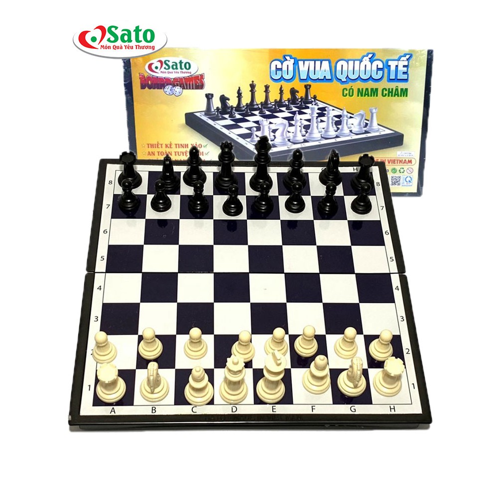Bộ cờ vua có nam châm sato cao cấp - loại lớn - made in việt nam - theo tiêu chuẩn quốc tế