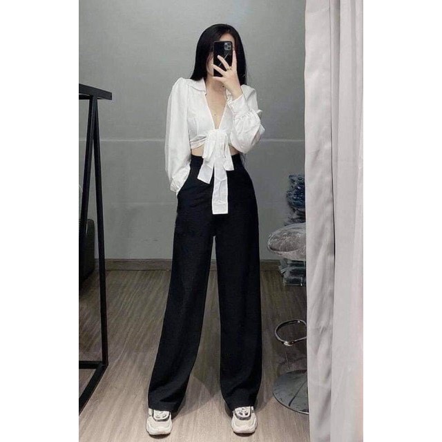 Quần đũi dáng dài chun lưng cạp cao chất đũi dài 93cm