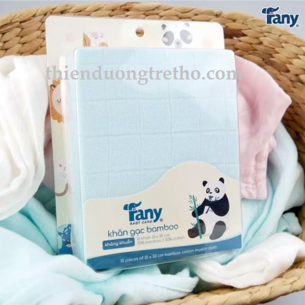 Hộp 10 khăn gạc sợi tre cho bé cao cấp fany 31x30cm