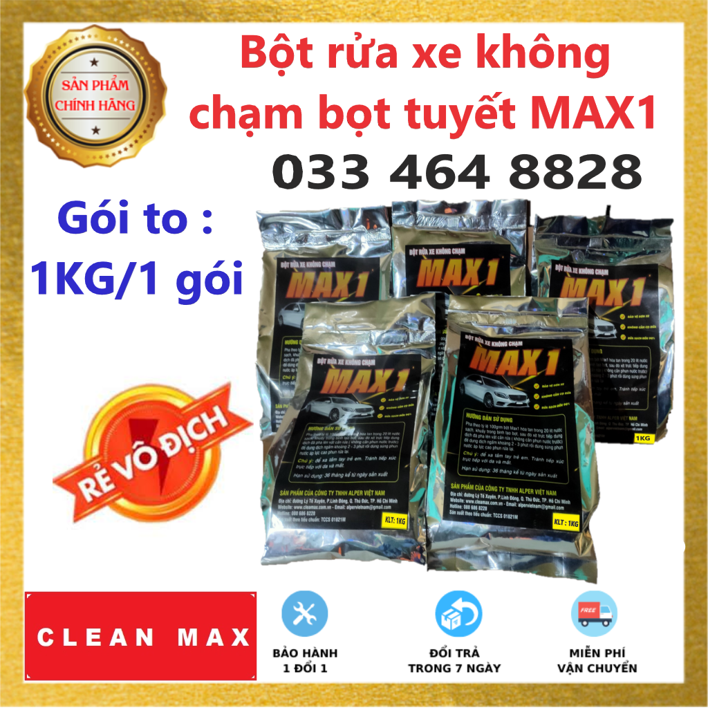 Combo 5 Gói Bột rửa xe không chạm bọt tuyết max1 gói to 1KG